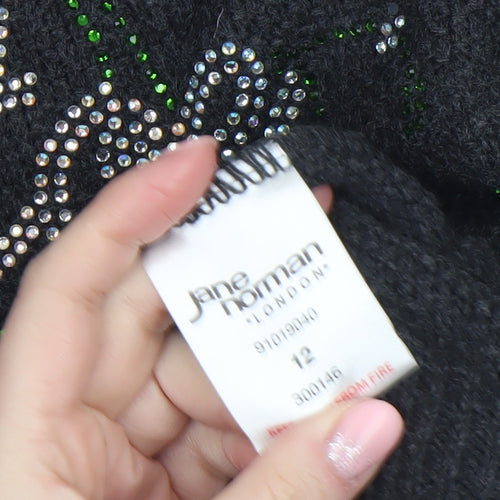 Jane Norman Women’s Grey Christmas Jumper Size 12 Pullover Knit