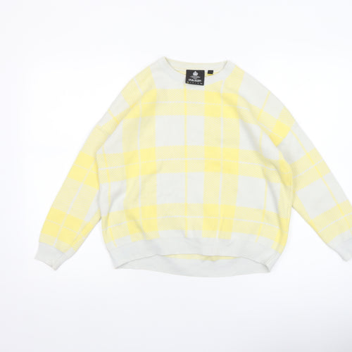 Lyle & Scott Womens Yellow Check Cotton Jumper Size L