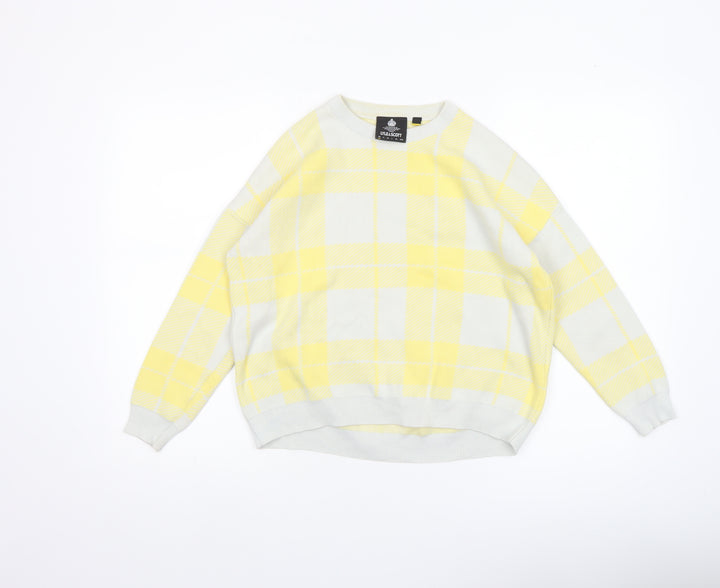 Lyle & Scott Womens Yellow Check Cotton Jumper Size L