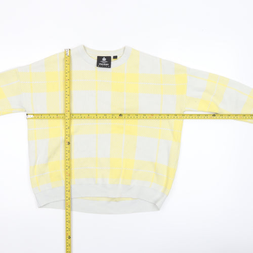 Lyle & Scott Womens Yellow Check Cotton Jumper Size L