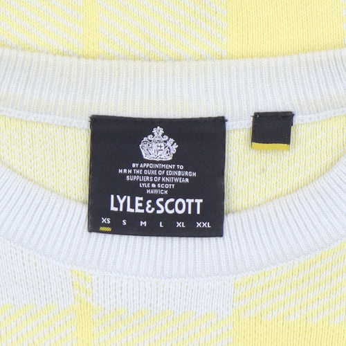 Lyle & Scott Womens Yellow Check Cotton Jumper Size L