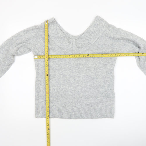 H&M Women’s Grey V-Neck Knit Jumper Size S