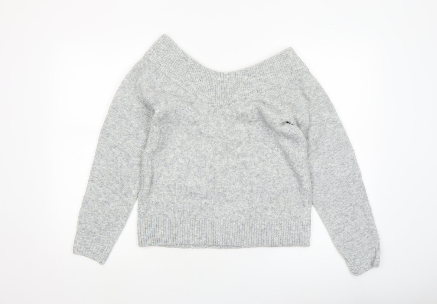 H&M Women’s Grey V-Neck Knit Jumper Size S