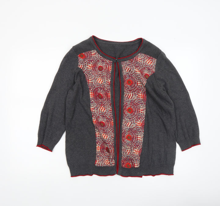 Marks and Spencer Per Una Women's Grey Floral Cardigan Size 14