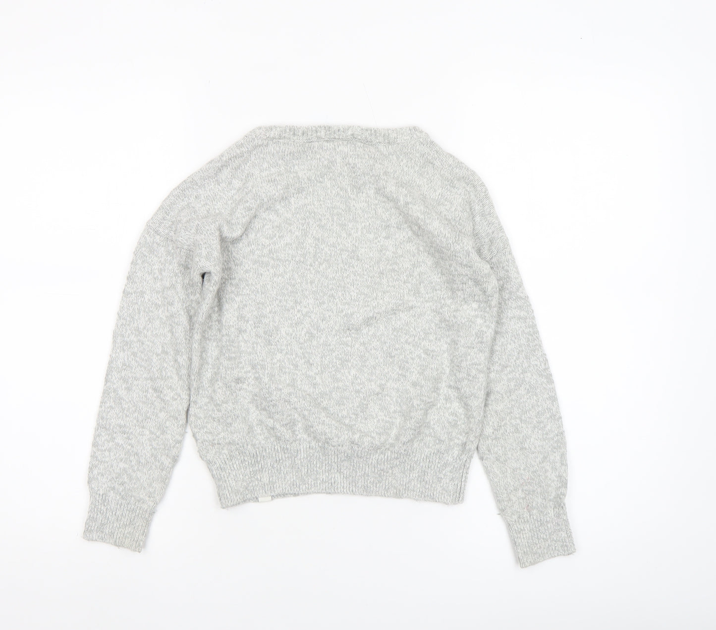 Abercrombie Kids Girls Grey Sequin Logo Jumper Size 7/8 Cotton Pullover