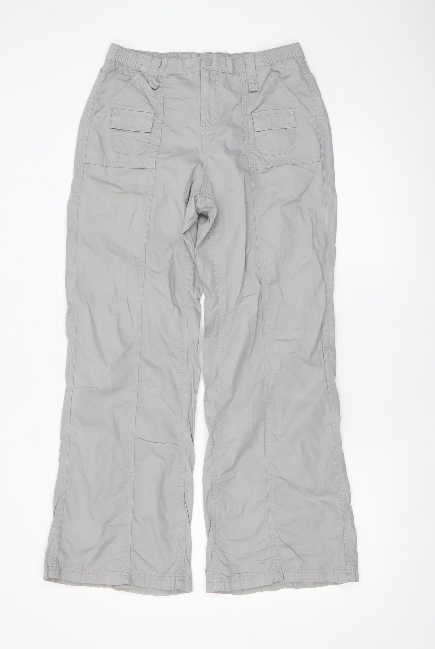 H&M Divided Women’s Grey Cargo Trousers Size 2 Cotton Straight Leg