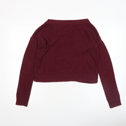 Hollister Women's Red Striped Crew Neck Knit Jumper XS