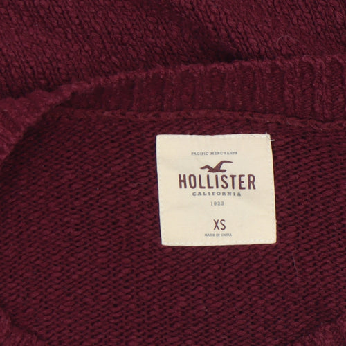 Hollister Women's Red Striped Crew Neck Knit Jumper XS