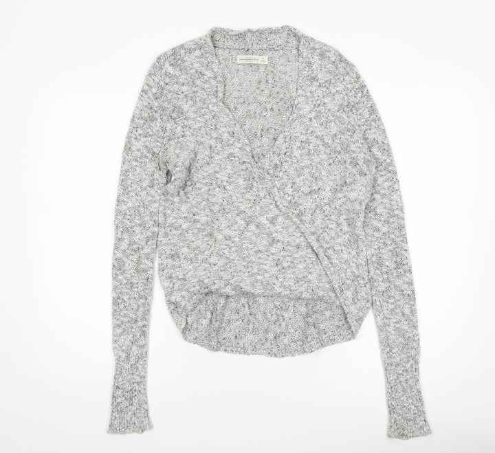 Abercrombie & Fitch Women’s Grey Knit Wrap Jumper Size S