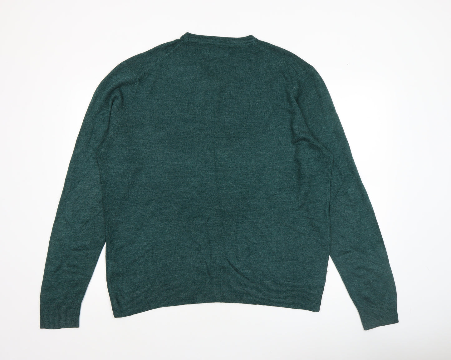 Maine New England Men’s Green V-Neck Acrylic Jumper Size L