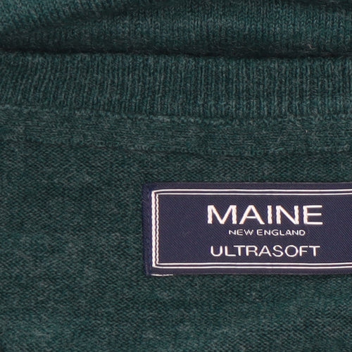 Maine New England Men’s Green V-Neck Acrylic Jumper Size L