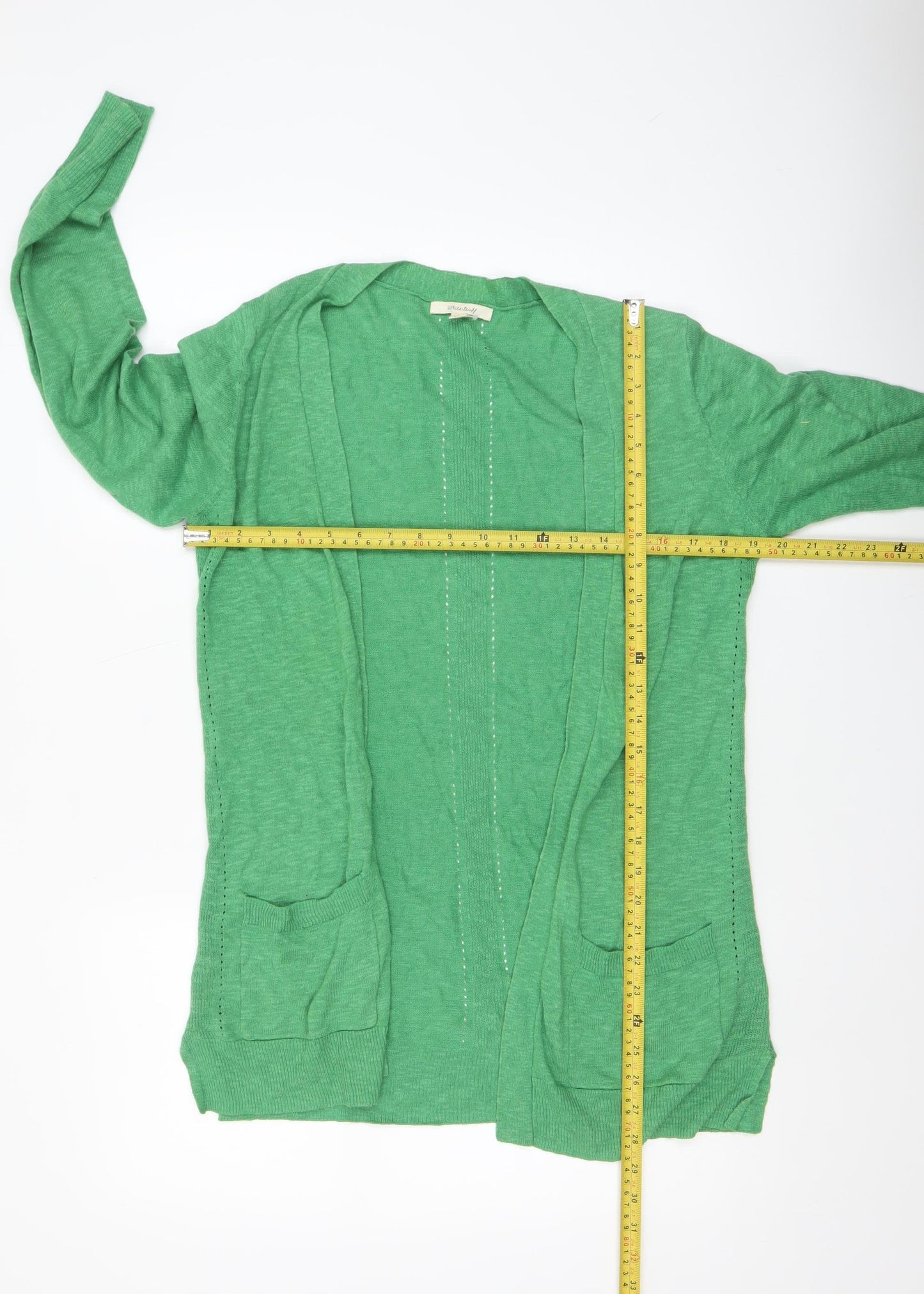 White Stuff Women’s Green Cotton Linen Cardigan UK 8 Lightweight