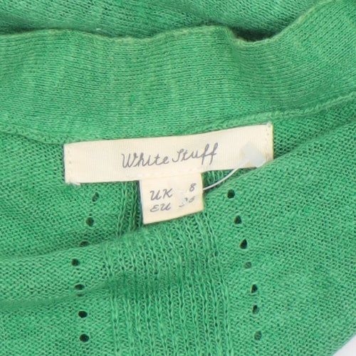 White Stuff Women’s Green Cotton Linen Cardigan UK 8 Lightweight