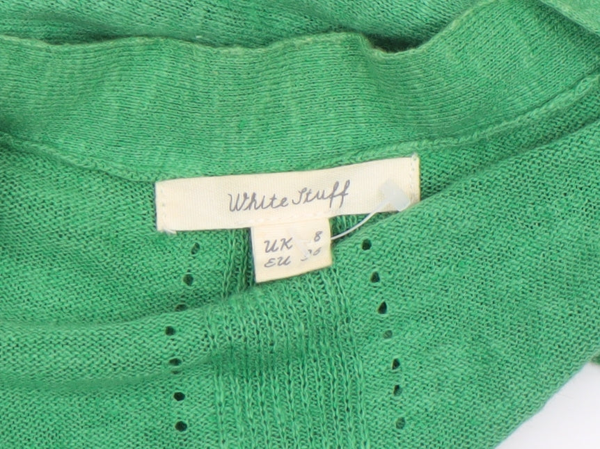 White Stuff Women’s Green Cotton Linen Cardigan UK 8 Lightweight