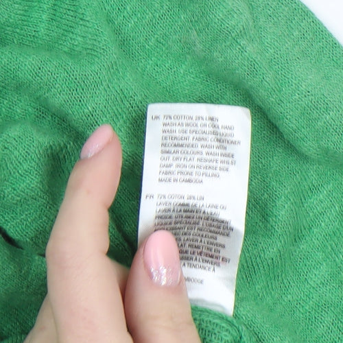 White Stuff Women’s Green Cotton Linen Cardigan UK 8 Lightweight