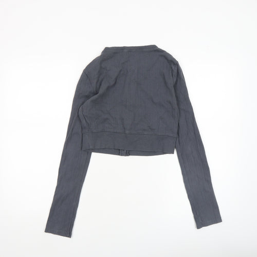 Topshop Women’s Grey Cropped Button-Up Cardigan Size S Long Sleeve