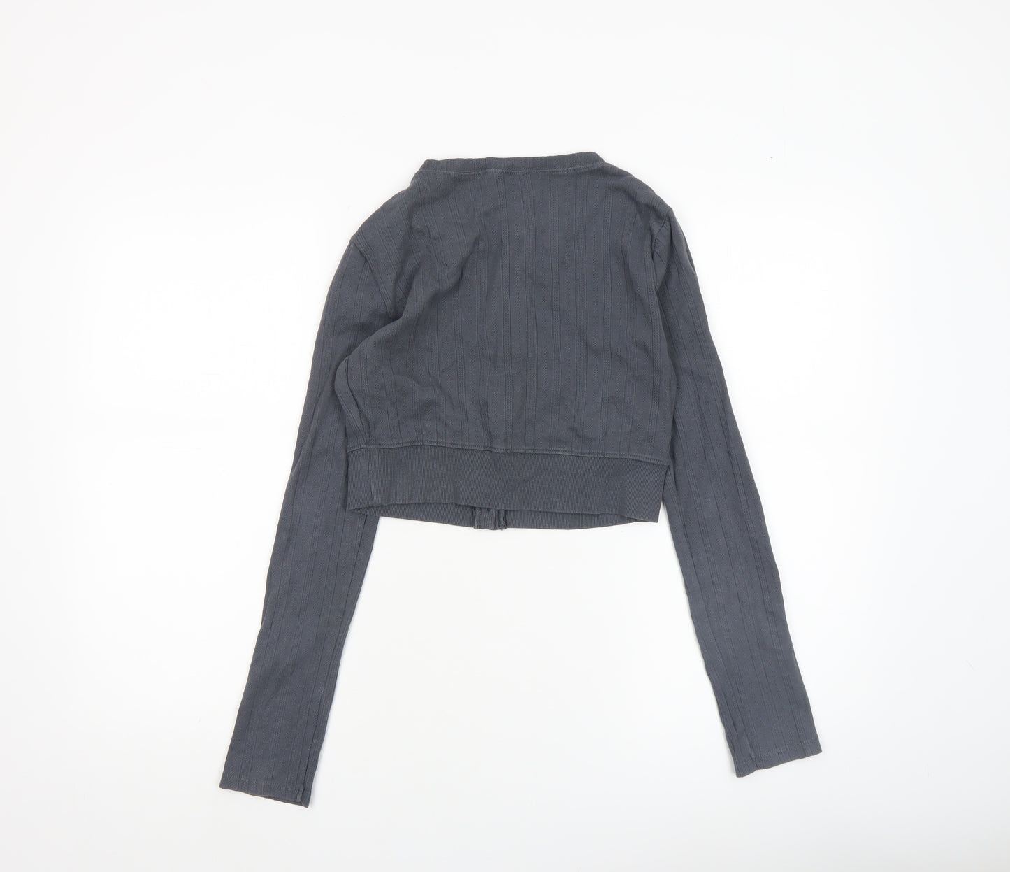 Topshop Women’s Grey Cropped Button-Up Cardigan Size S Long Sleeve