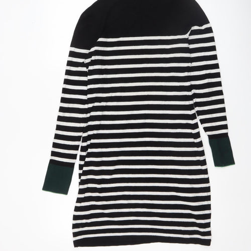Warehouse Women’s Black Striped Jumper Dress Size 8 Knit Long Sleeve