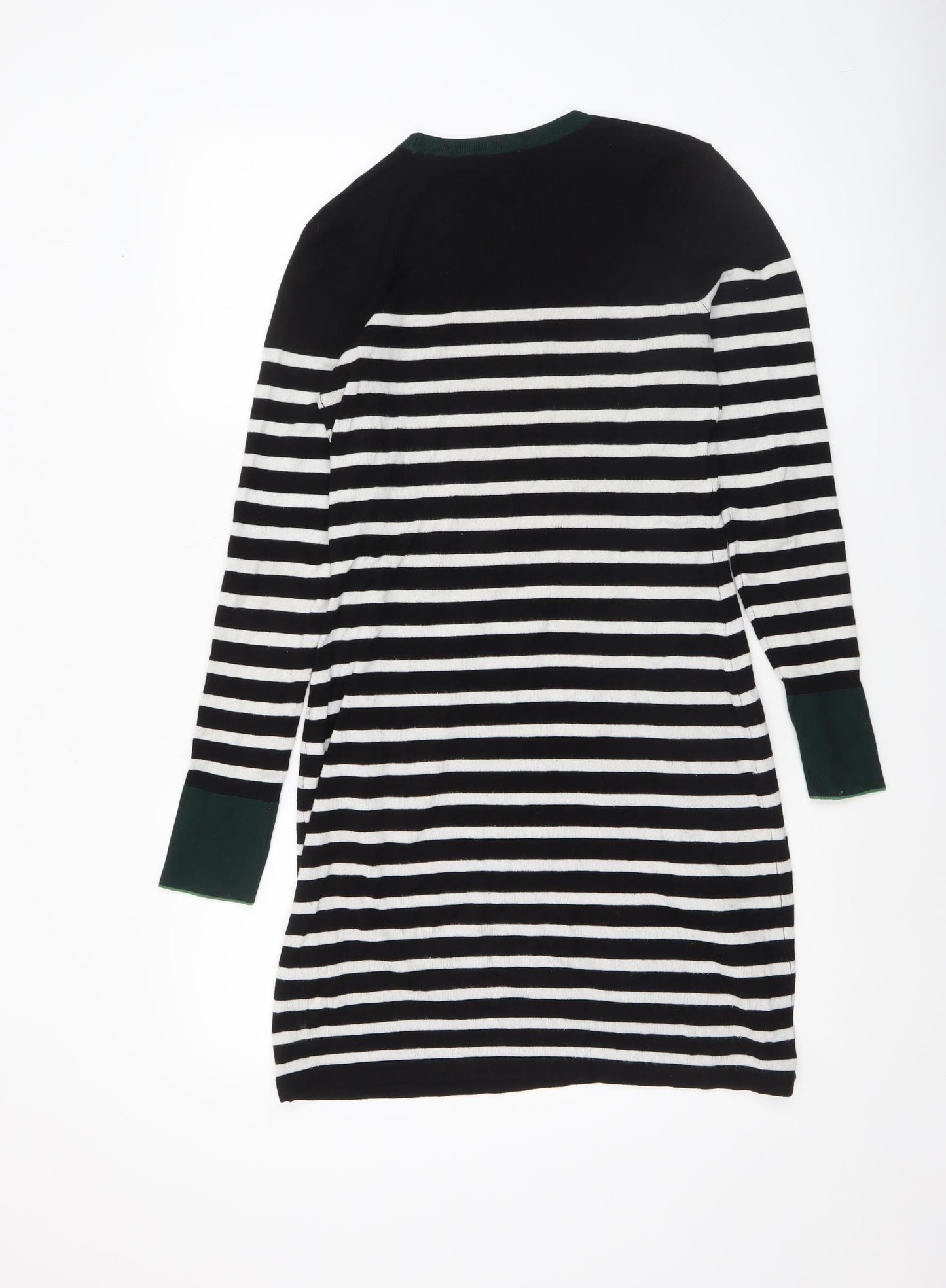 Warehouse Women’s Black Striped Jumper Dress Size 8 Knit Long Sleeve