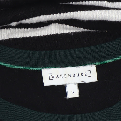 Warehouse Women’s Black Striped Jumper Dress Size 8 Knit Long Sleeve