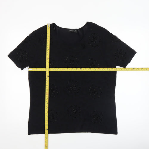 SKY Designs Women’s Black Beaded Short Sleeve Knit Top Size 4