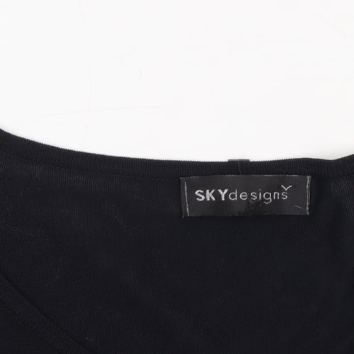 SKY Designs Women’s Black Beaded Short Sleeve Knit Top Size 4