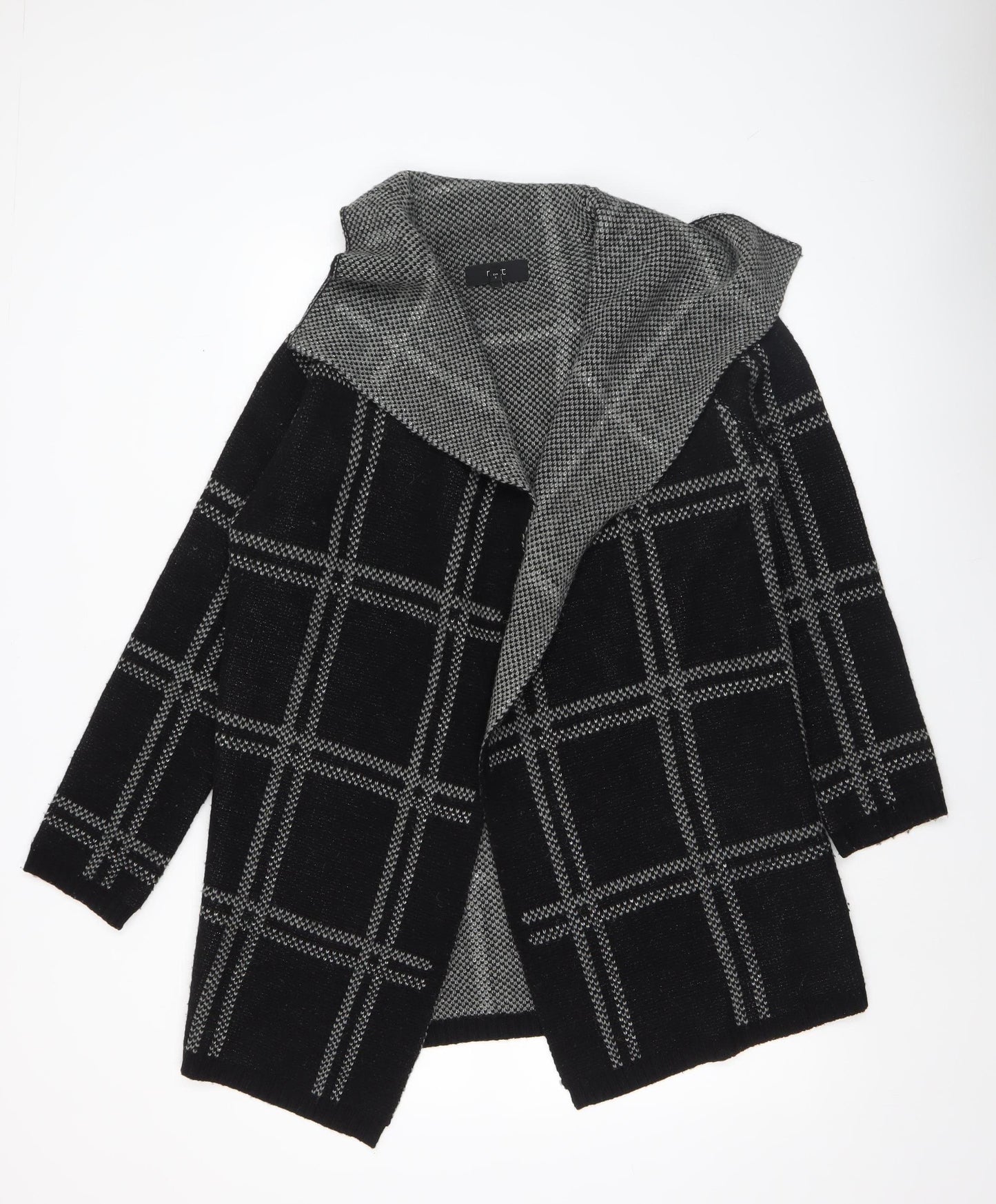 Next Women’s Black Check Knit Open Cardigan Medium