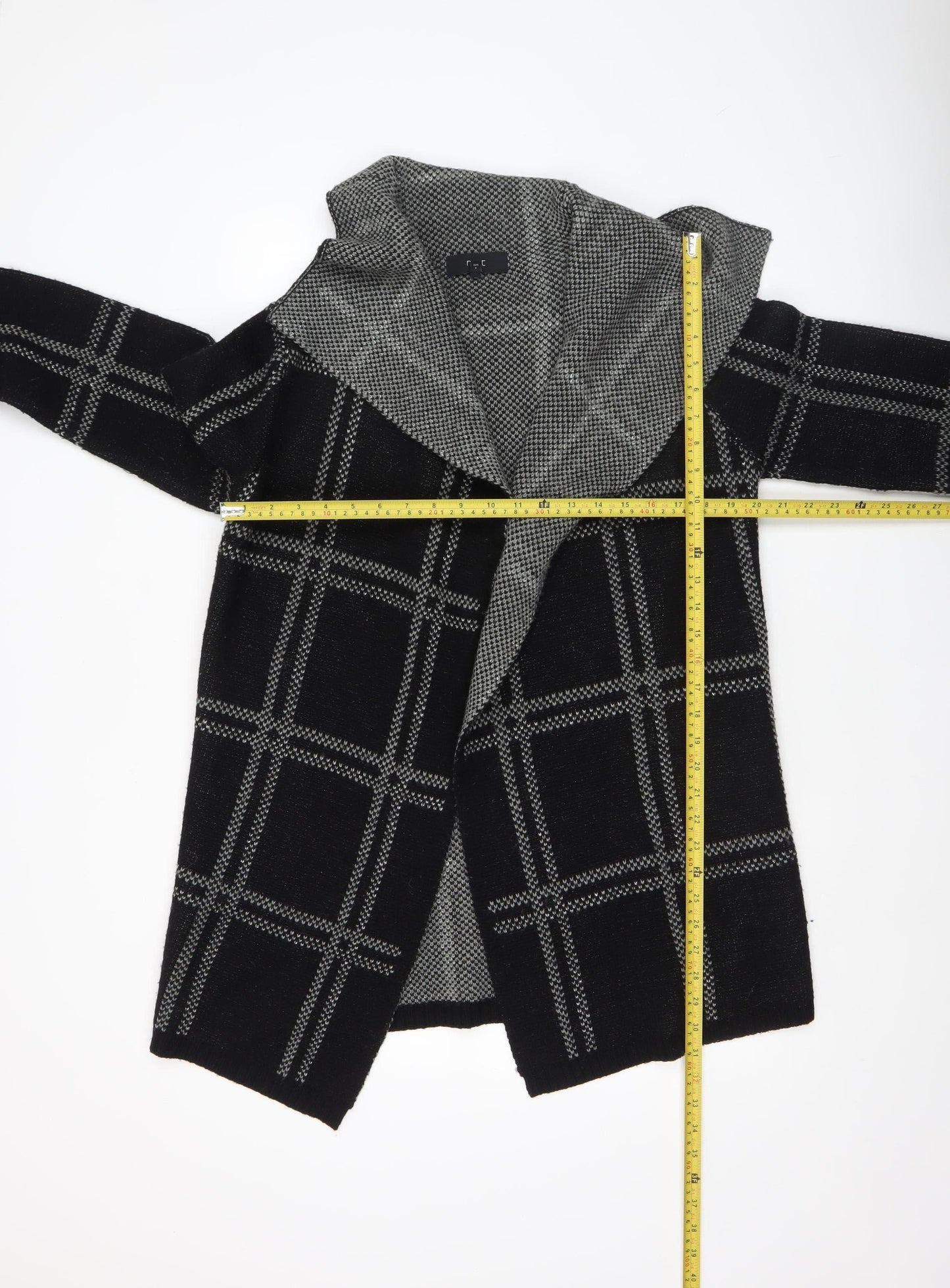 Next Women’s Black Check Knit Open Cardigan Medium