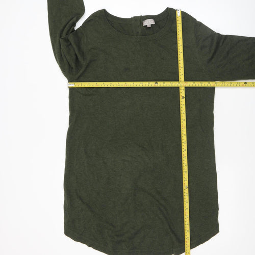 Patra Women Green Cotton Henley Jumper Size L Crew Neck Knit