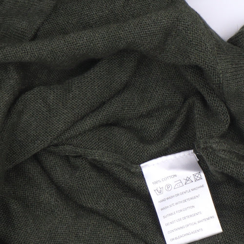 Patra Women Green Cotton Henley Jumper Size L Crew Neck Knit