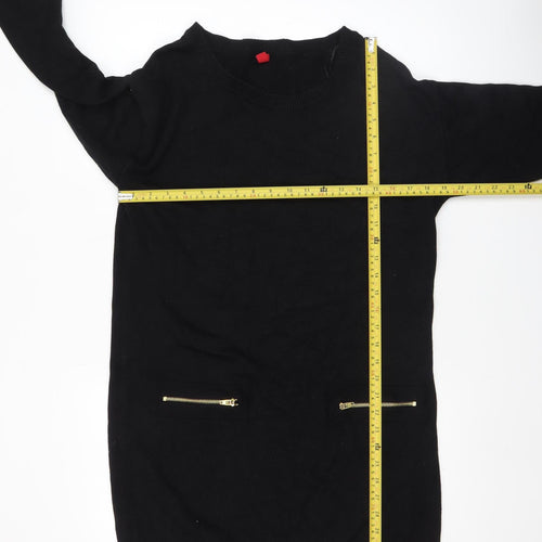 EDC Womens Black Tunic Jumper M Knit Long Sleeve Zip Detail