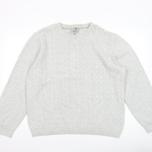 Marks and Spencer Men's Grey XL Cotton Crew Neck Jumper