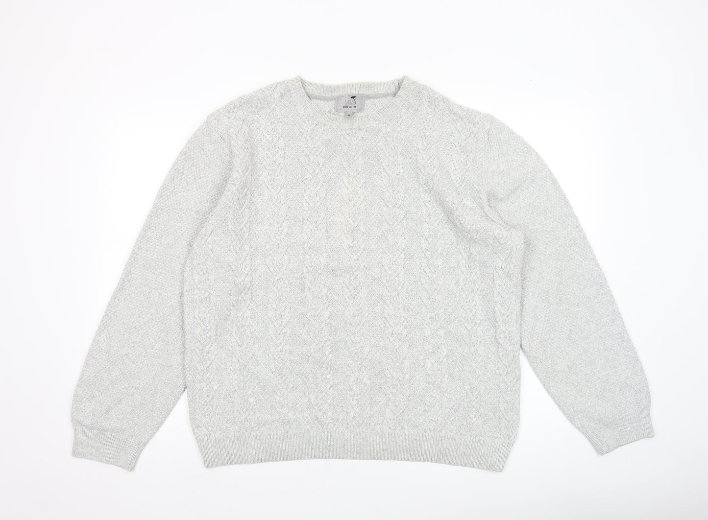 Marks and Spencer Men's Grey XL Cotton Crew Neck Jumper