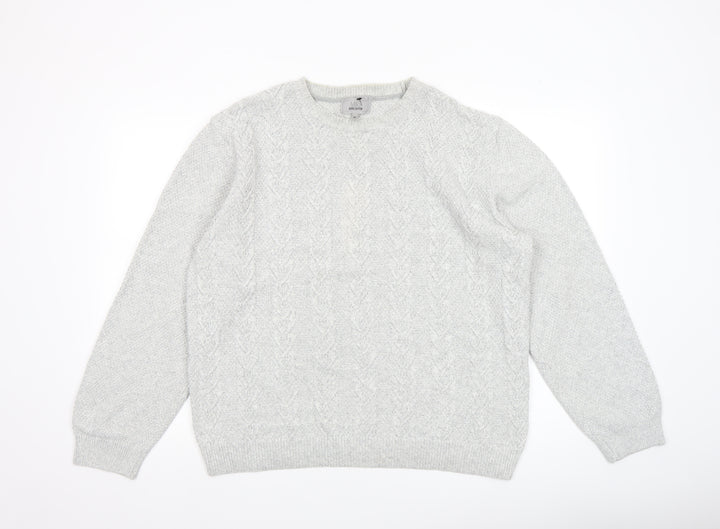 Marks and Spencer Men's Grey XL Cotton Crew Neck Jumper