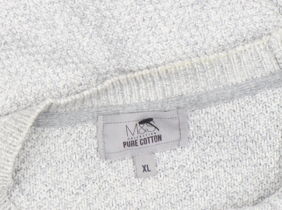 Marks and Spencer Men's Grey XL Cotton Crew Neck Jumper