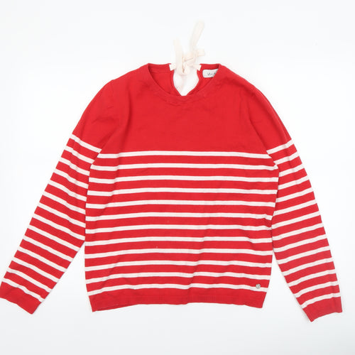 Blendshe Women's Red Striped Cotton Knit Pullover Jumper Size S