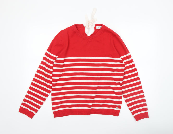 Blendshe Women's Red Striped Cotton Knit Pullover Jumper Size S