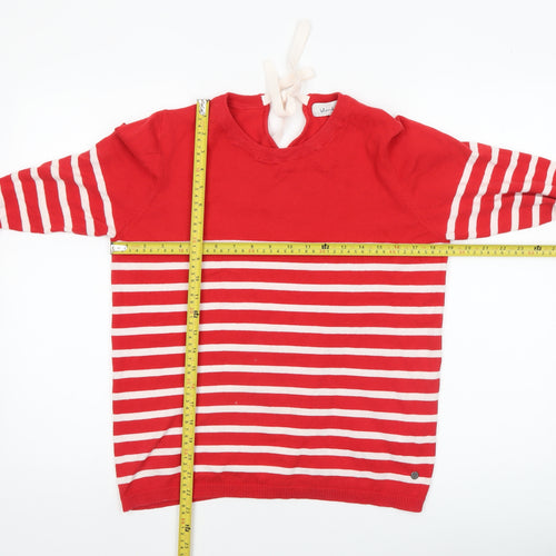 Blendshe Women's Red Striped Cotton Knit Pullover Jumper Size S