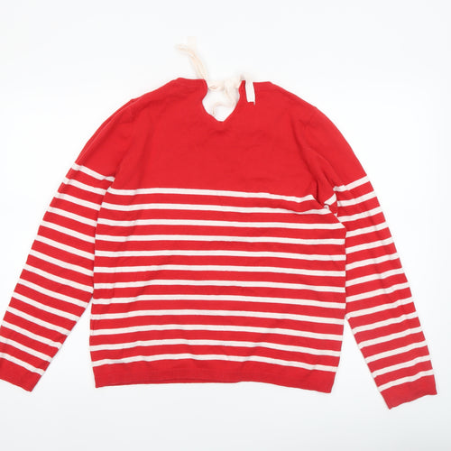 Blendshe Women's Red Striped Cotton Knit Pullover Jumper Size S