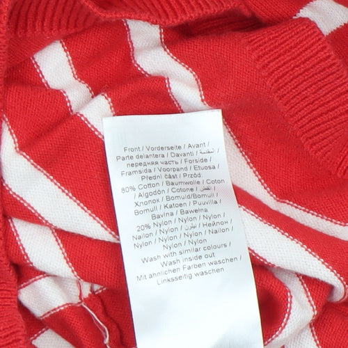 Blendshe Women's Red Striped Cotton Knit Pullover Jumper Size S