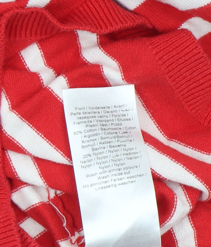 Blendshe Women's Red Striped Cotton Knit Pullover Jumper Size S