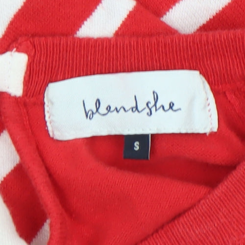 Blendshe Women's Red Striped Cotton Knit Pullover Jumper Size S