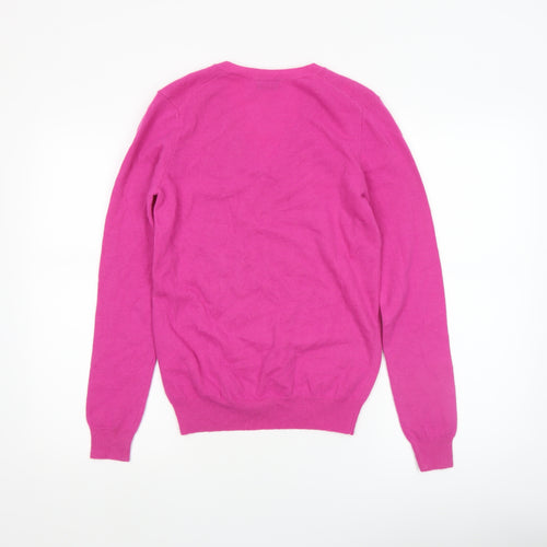 United Colors of Benetton Women’s Pink V-Neck Merino Wool Jumper Size S