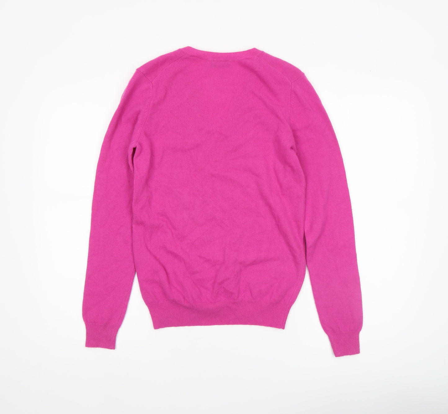 United Colors of Benetton Women’s Pink V-Neck Merino Wool Jumper Size S