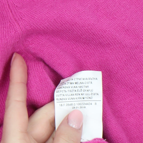 United Colors of Benetton Women’s Pink V-Neck Merino Wool Jumper Size S