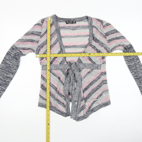 Big Star Women’s Multicoloured Striped Cardigan M Knit Belted V-Neck