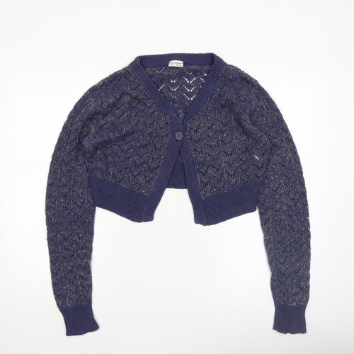 Atmosphere Women's Blue Open-Knit V-Neck Cardigan Size 16-18