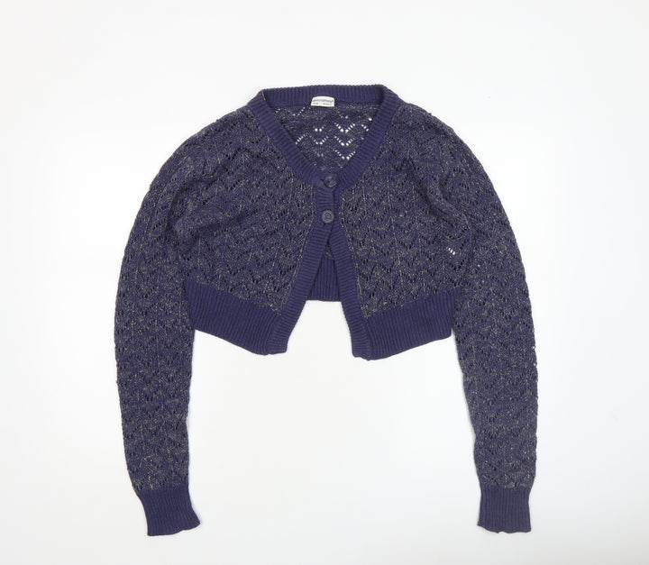 Atmosphere Women's Blue Open-Knit V-Neck Cardigan Size 16-18