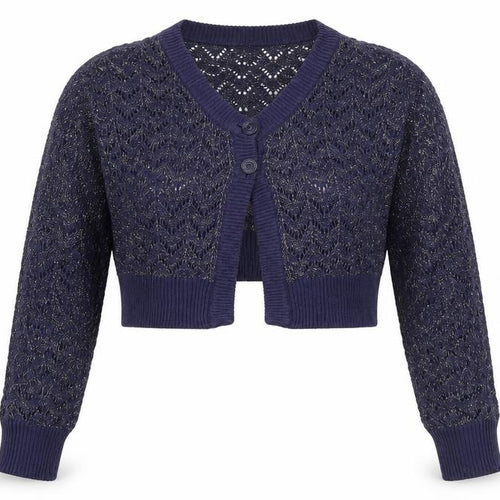Atmosphere Women's Blue Open-Knit V-Neck Cardigan Size 16-18