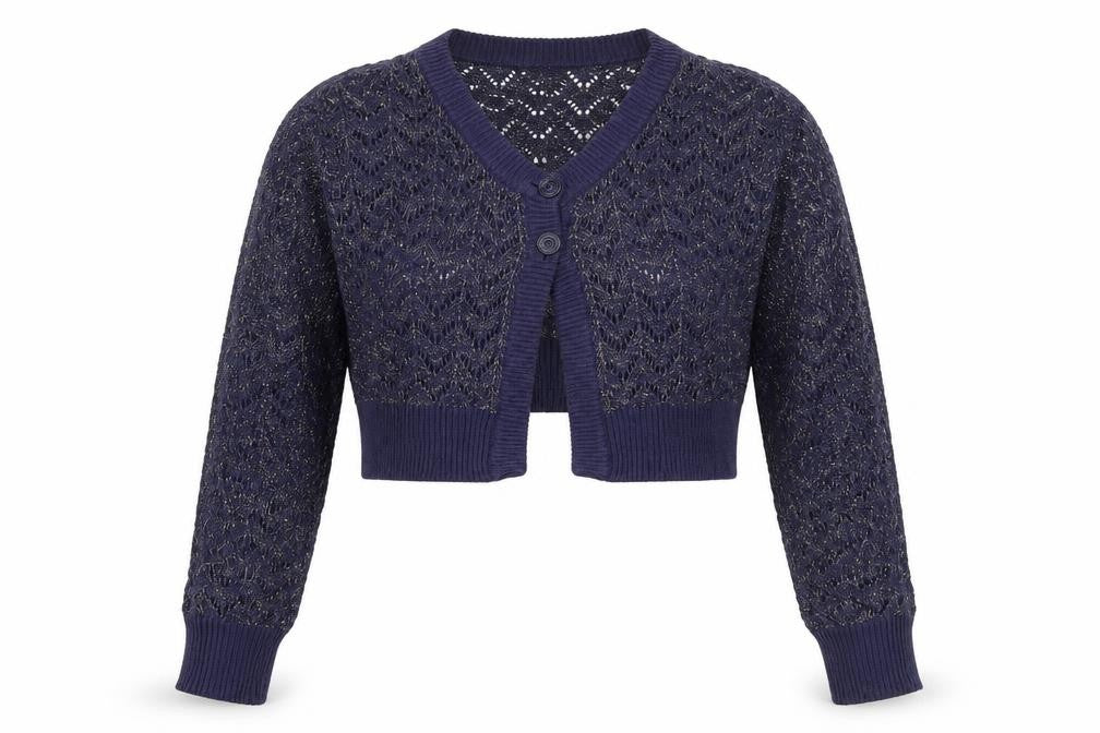 Atmosphere Women's Blue Open-Knit V-Neck Cardigan Size 16-18